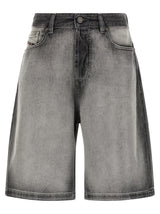 Diesel De-sire Gray Cotton Bermuda Shorts for Women