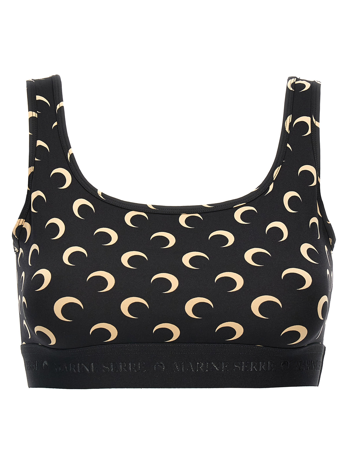Marine Serre Black Polyamide Sport Bra - Moon Print