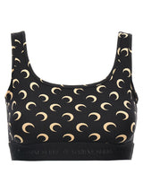 Marine Serre Black Polyamide Sport Bra - Moon Print