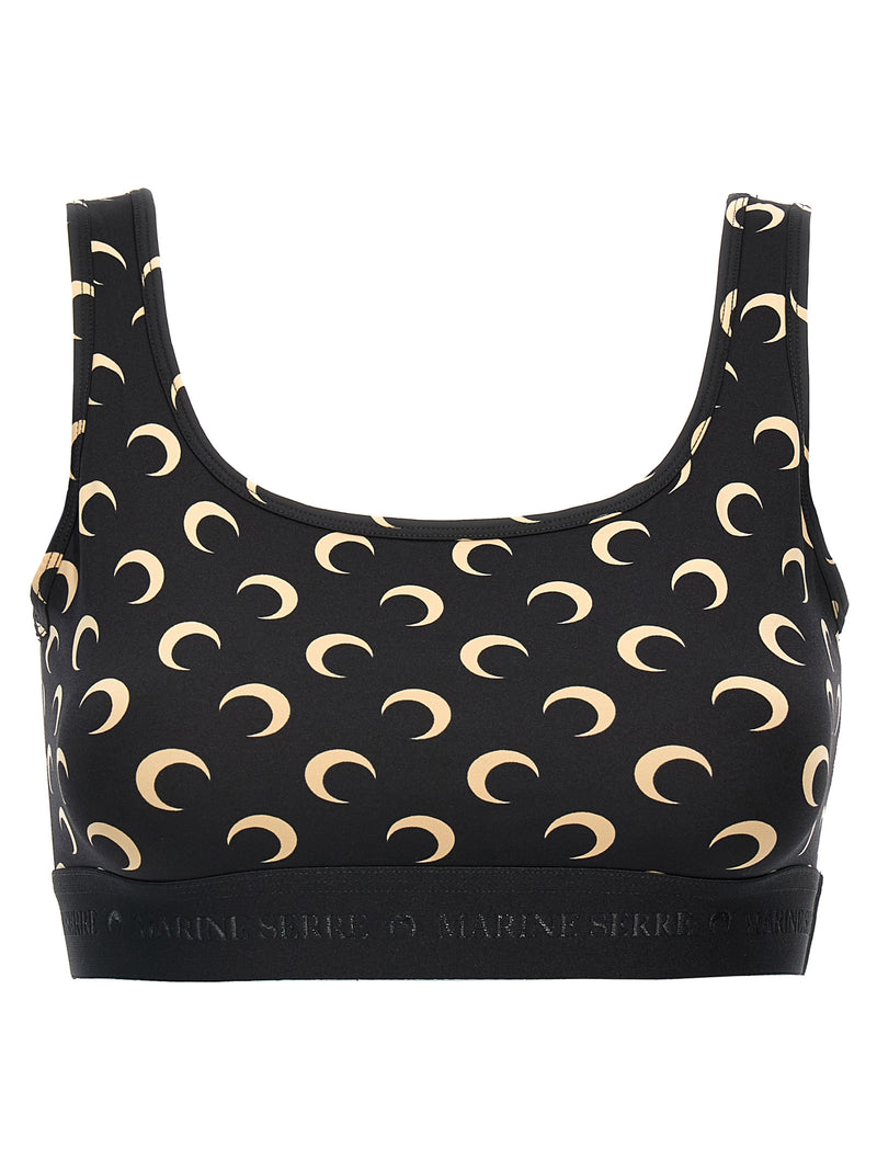 Marine Serre Black Polyamide Moon Print Sport Bra