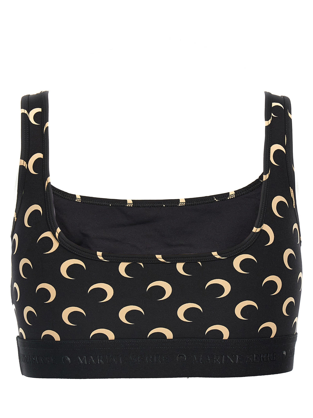 Marine Serre Black Polyamide Sport Bra - Moon Print