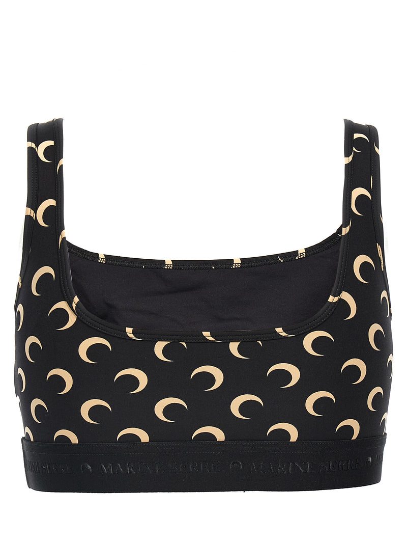 Marine Serre Black Polyamide Moon Print Sport Bra