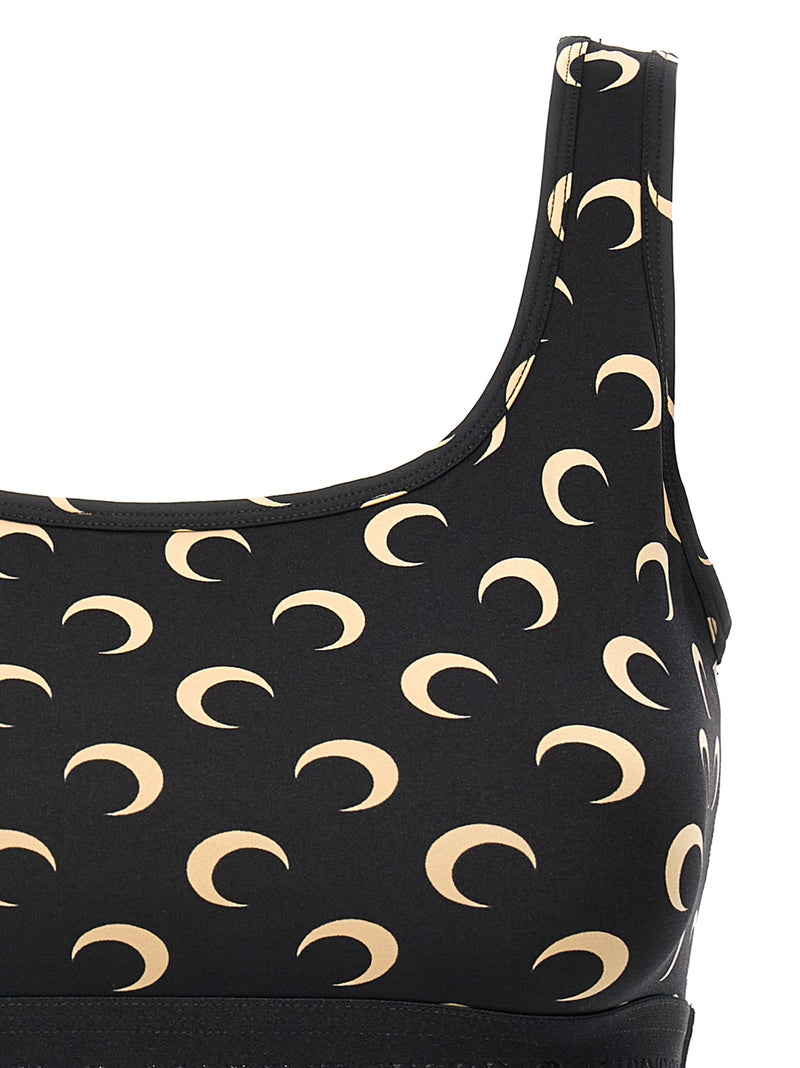 Marine Serre Black Polyamide Moon Print Sport Bra