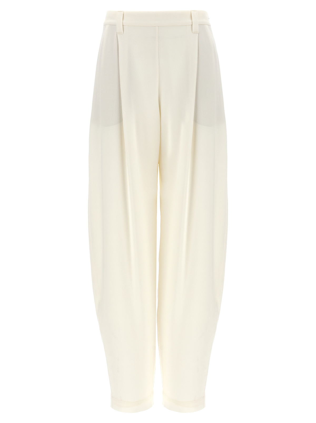 Brunello Cucinelli White Silk Casual Pants