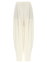 Brunello Cucinelli White Silk Casual Pants