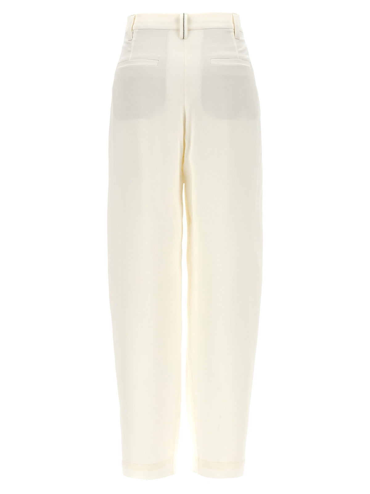 Brunello Cucinelli White Silk Casual Pants
