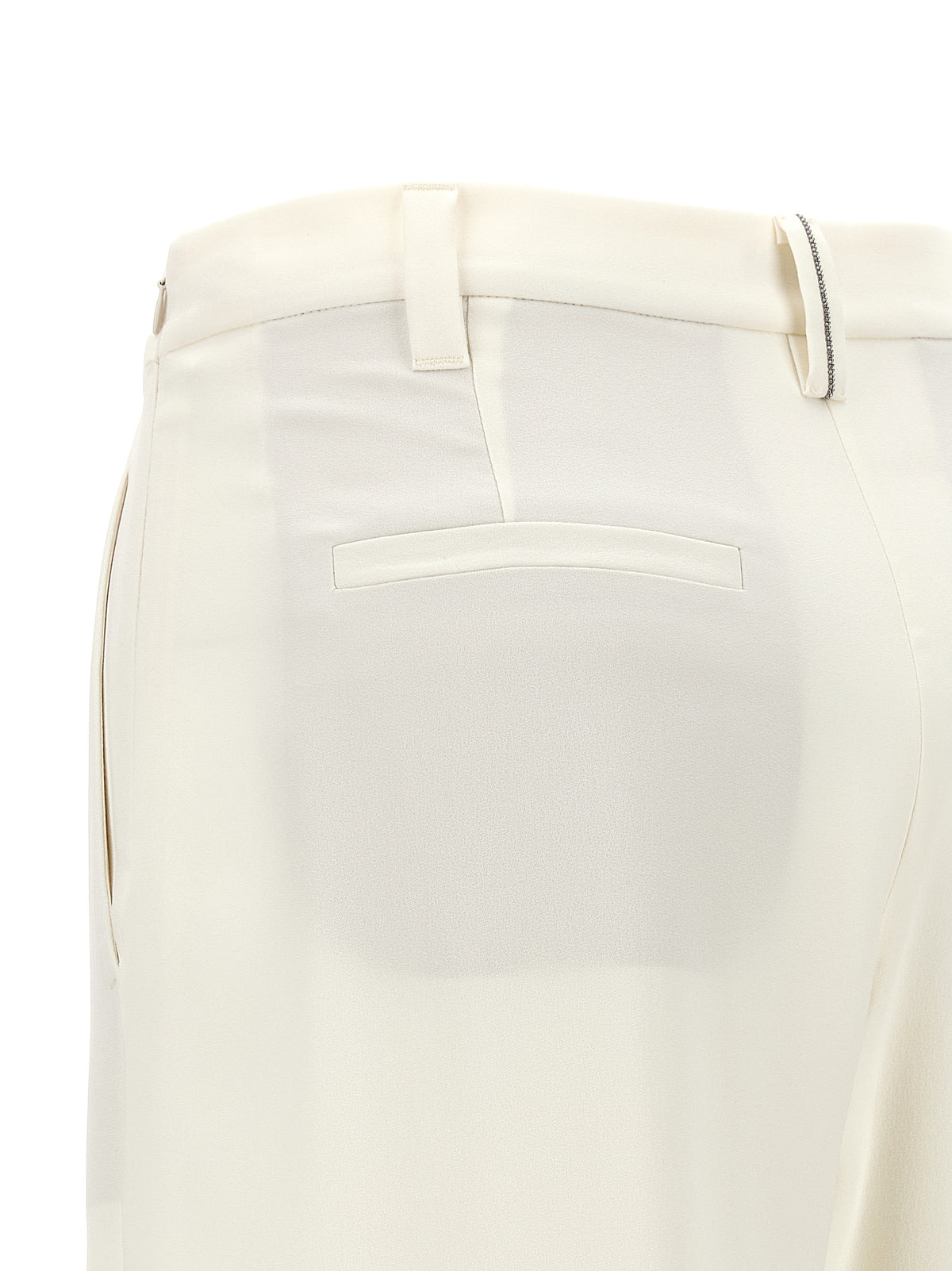 Brunello Cucinelli White Silk Casual Pants