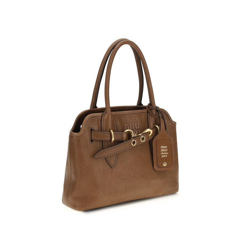 Miu Miu Brown Lamb Ovis Aries Handbag - Aventure Collection