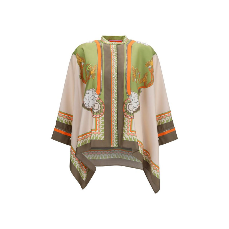 Chemise à motif de soie multicolore La Double J