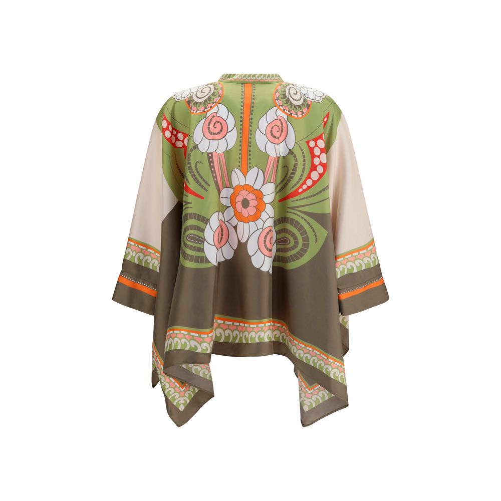 Chemise à motif de soie multicolore La Double J