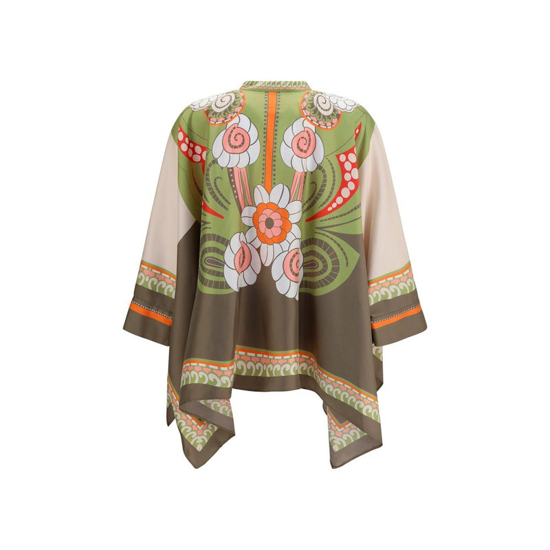Chemise à motif de soie multicolore La Double J