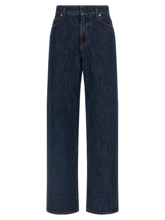 Jeans droits Fendi en coton bleu