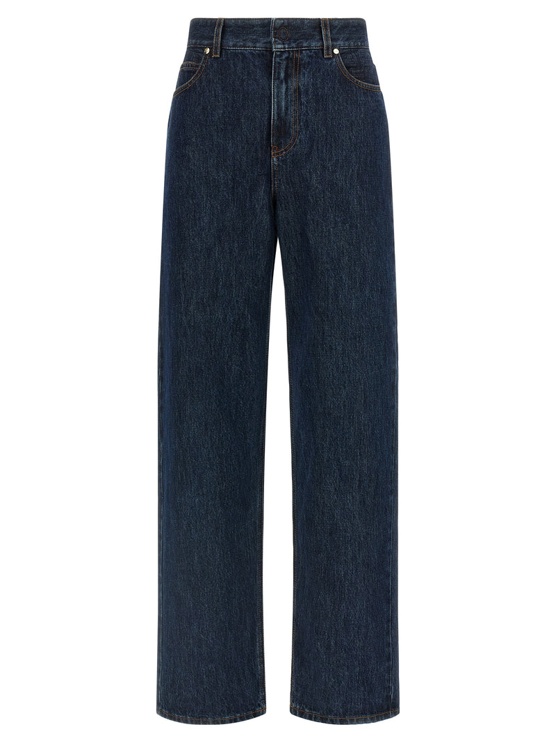 Fendi Blue Cotton Straight-Leg Jeans