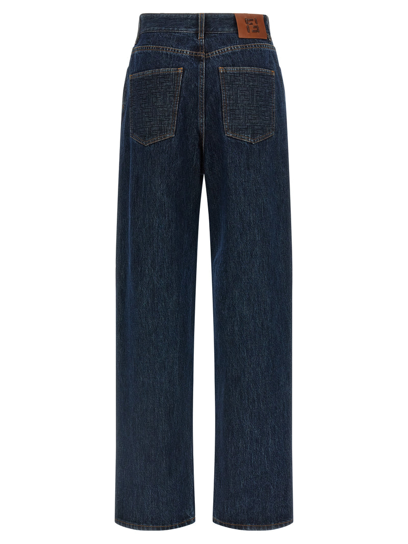 Fendi Blue Cotton Straight-Leg Jeans
