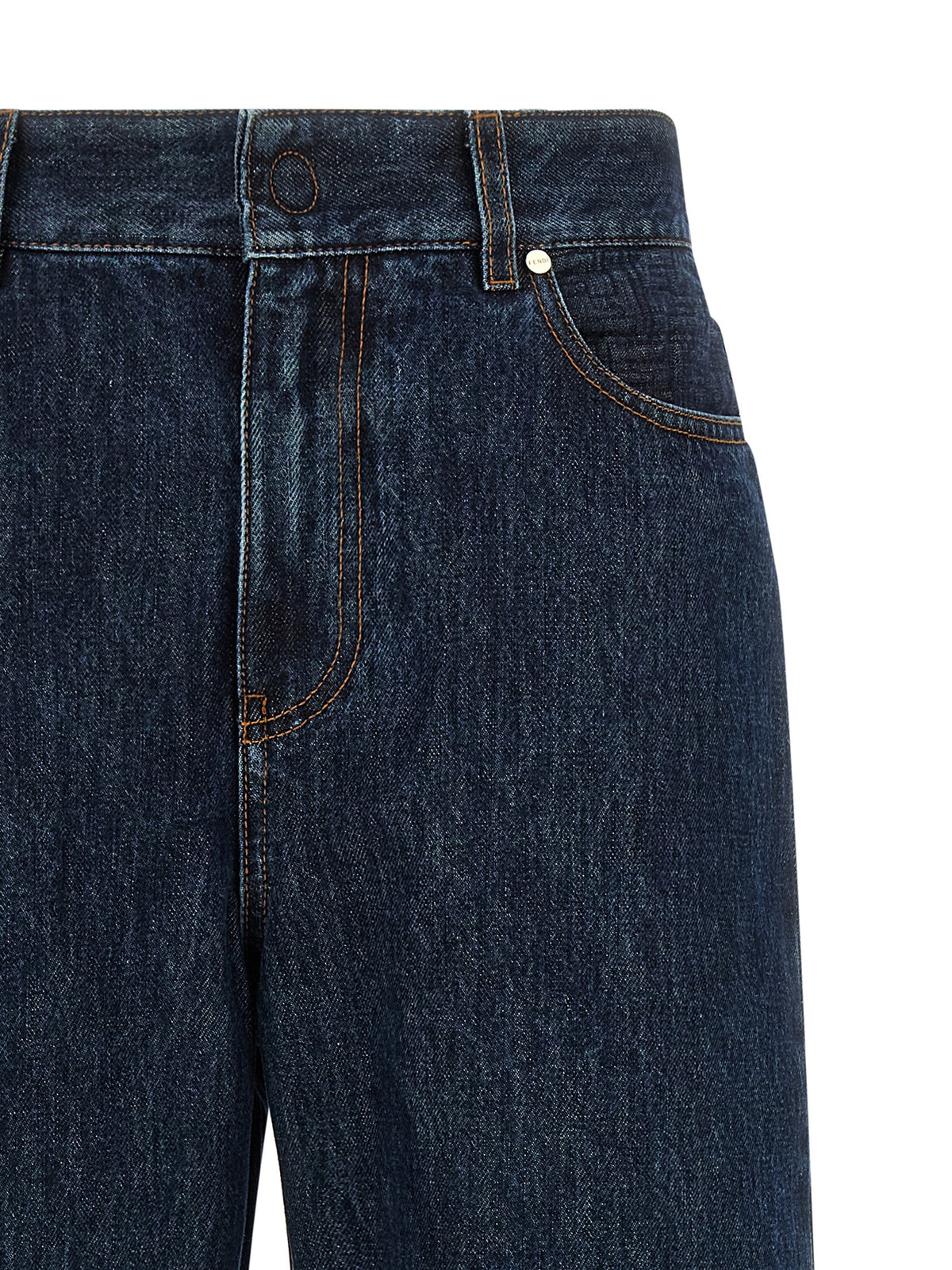 Jeans droits Fendi en coton bleu