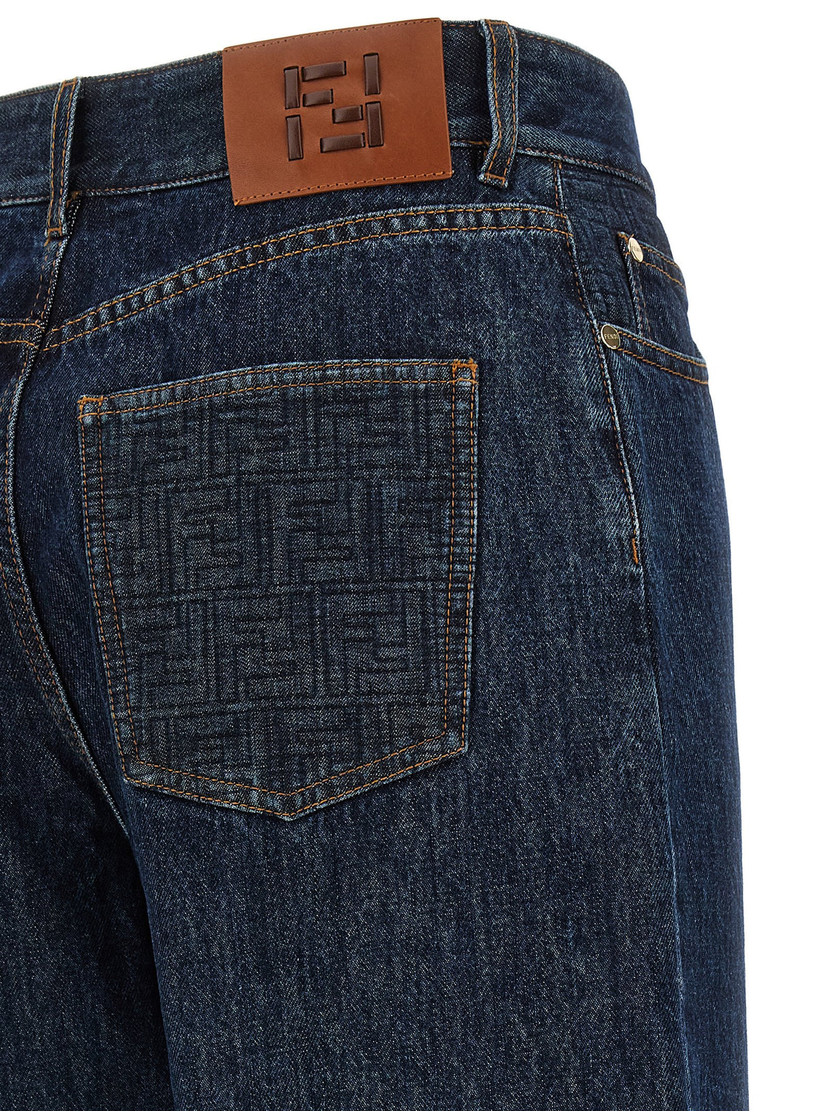 Jeans droits Fendi en coton bleu
