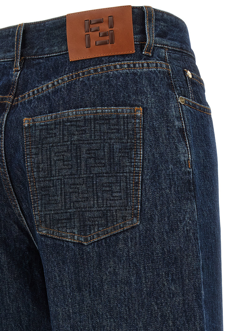 Fendi Blue Cotton Straight-Leg Jeans