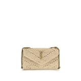 Saint Laurent LouLou Mini Beige Raffia Shoulder Bag