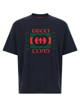 T-shirt en coton bleu Gucci