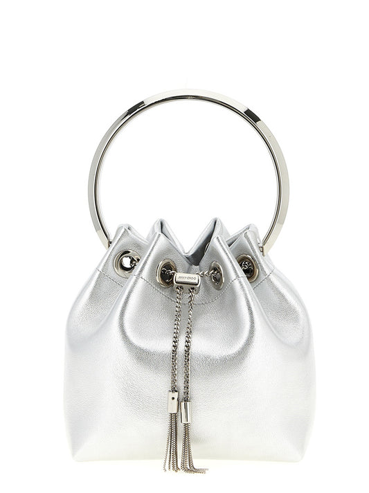 Sac à main en cuir d'agneau argenté Jimmy Choo