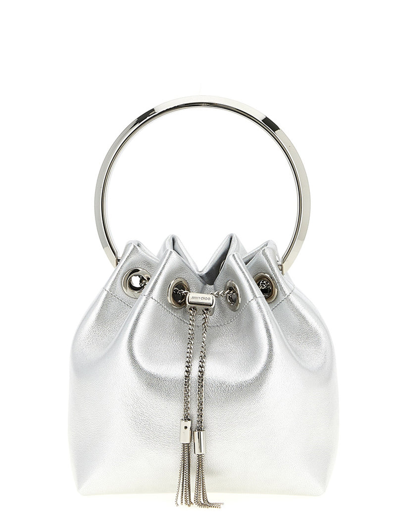 Sac à main en cuir d'agneau argenté Jimmy Choo