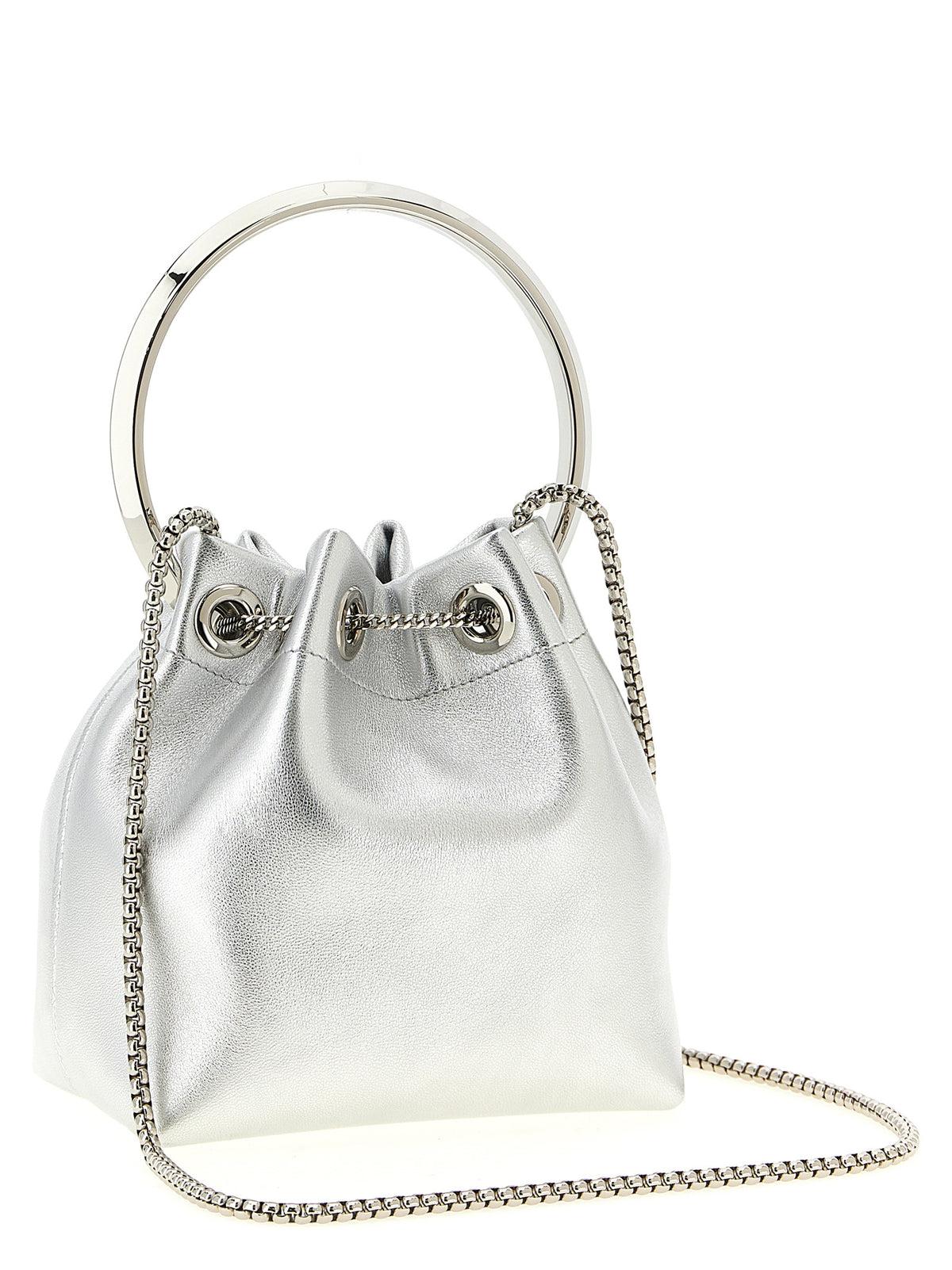 Sac à main en cuir d'agneau argenté Jimmy Choo