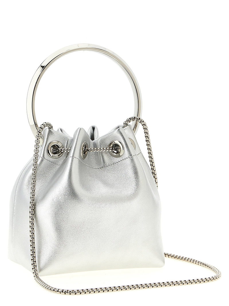 Sac à main en cuir d'agneau argenté Jimmy Choo