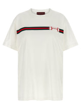 Gucci White Cotton T-Shirt with Nastro Web Print