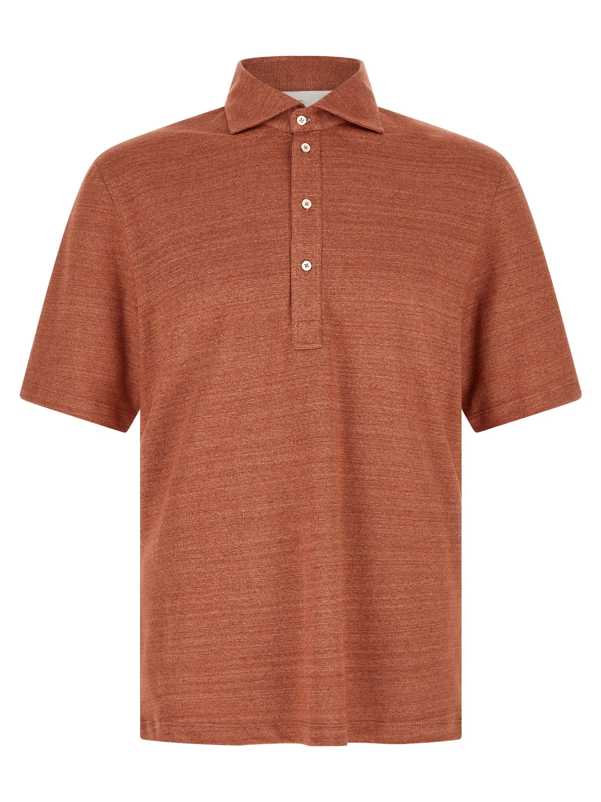 Polo en lin orange Brunello Cucinelli