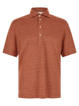 Polo en lin orange Brunello Cucinelli