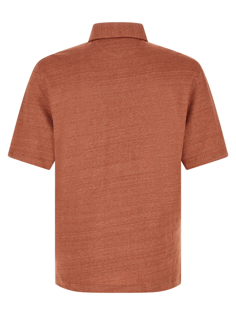 Polo en lin orange Brunello Cucinelli