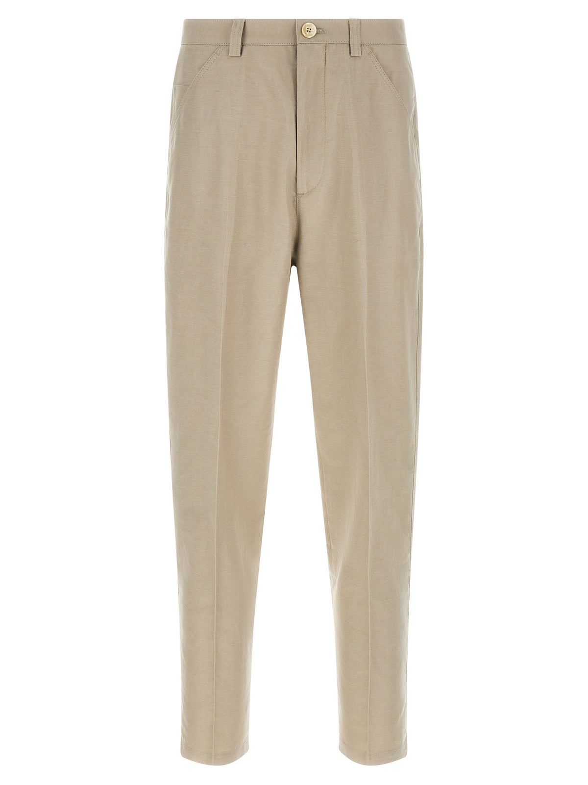 Pantalon décontracté en coton marron Brunello Cucinelli