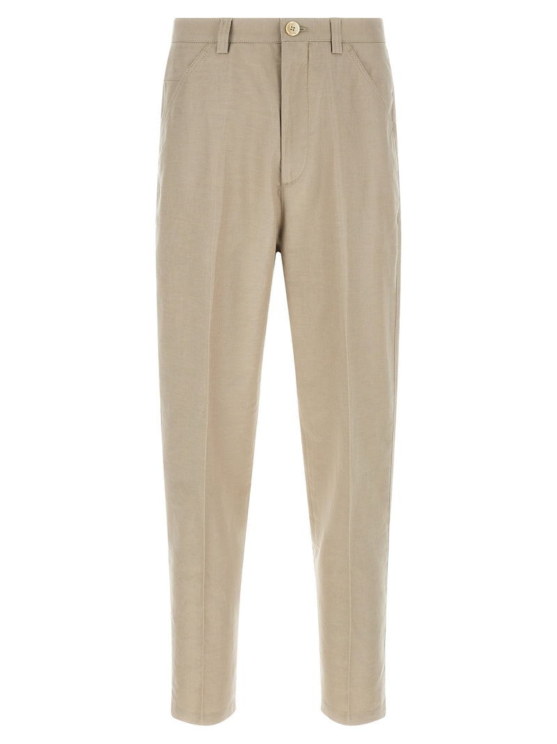Pantalon décontracté en coton marron Brunello Cucinelli