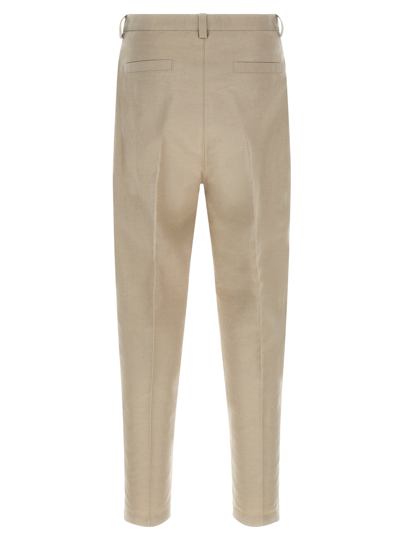 Pantalon décontracté en coton marron Brunello Cucinelli