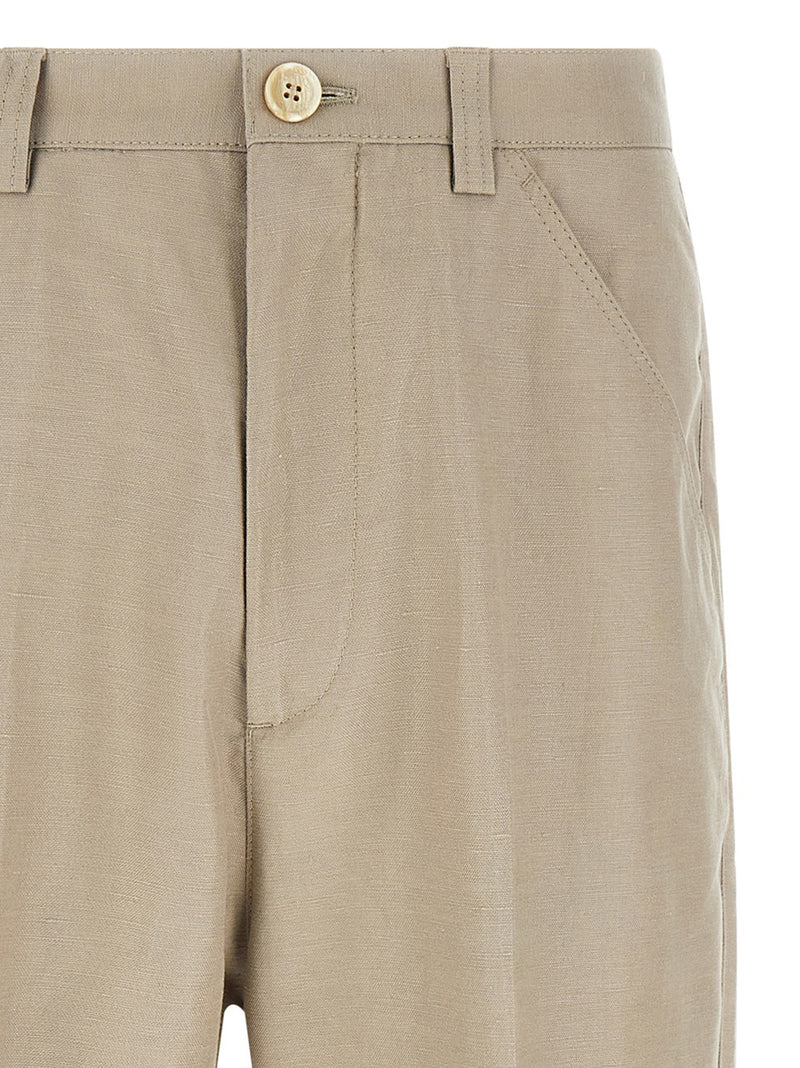 Pantalon décontracté en coton marron Brunello Cucinelli