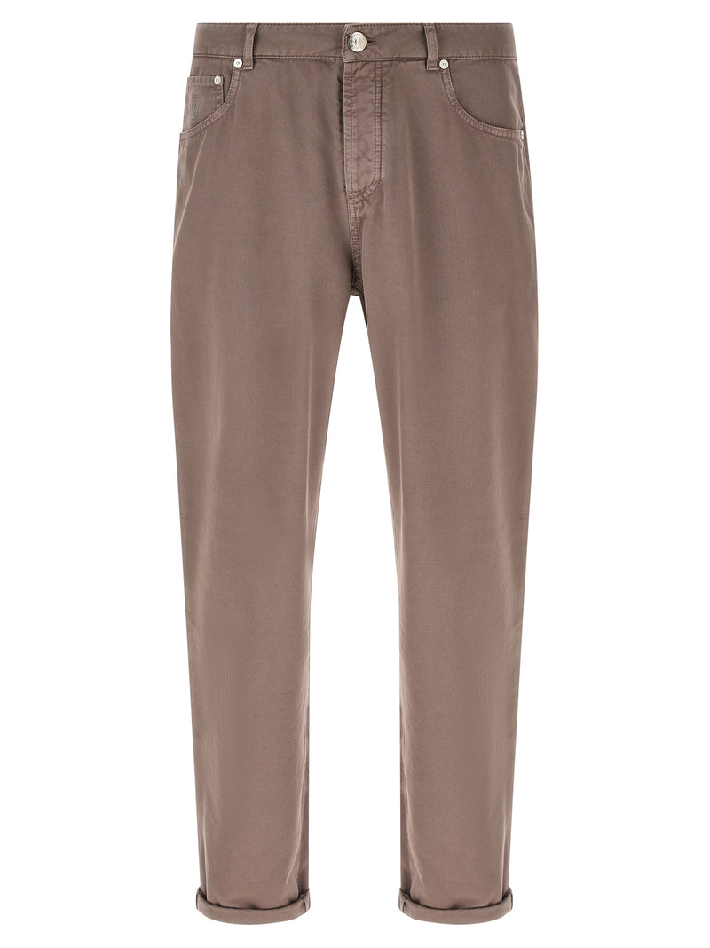 Brunello Cucinelli Brown Cotton Casual Pants for Men