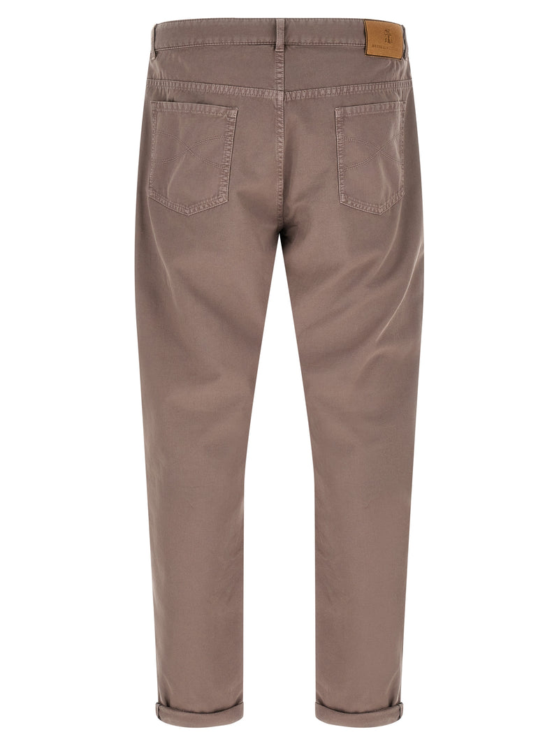 Brunello Cucinelli Brown Cotton Casual Pants for Men
