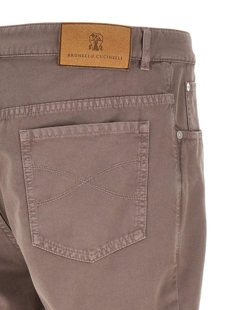 Brunello Cucinelli Brown Cotton Casual Pants for Men