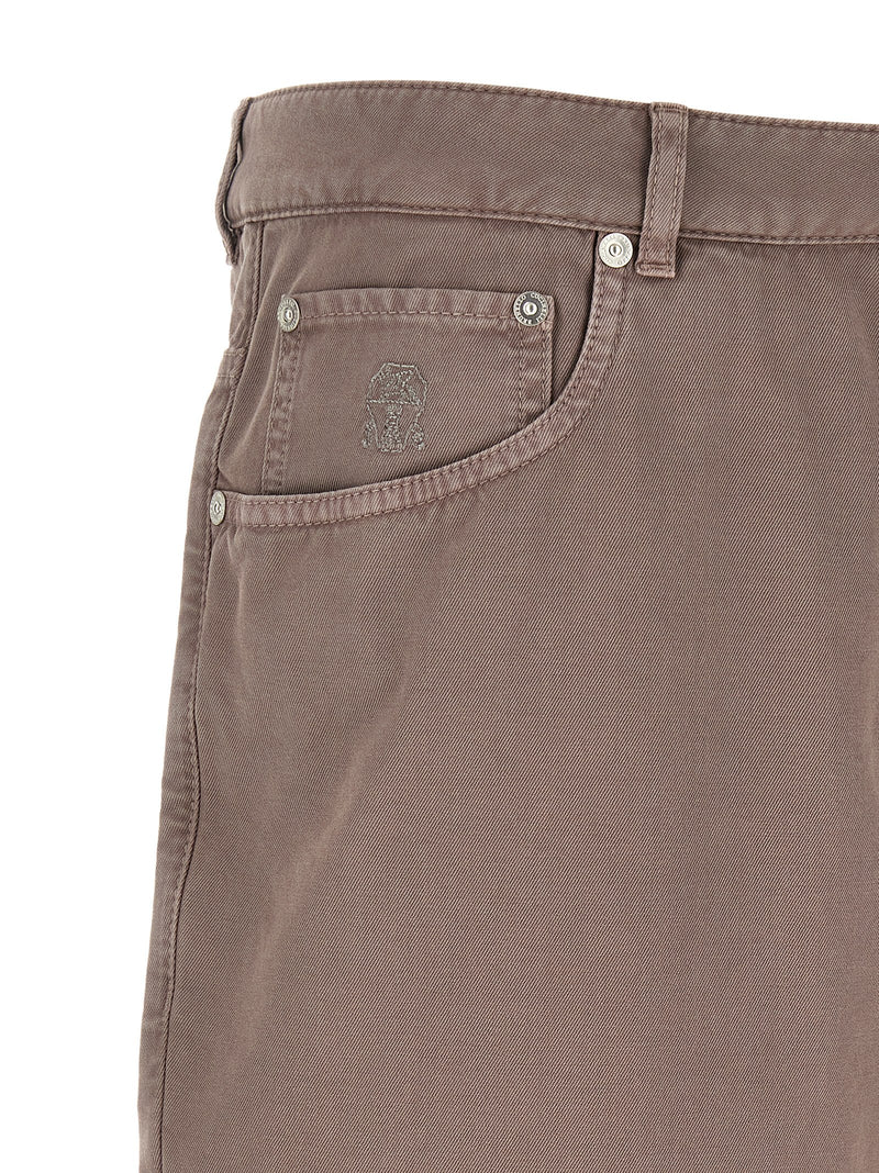 Brunello Cucinelli Brown Cotton Casual Pants for Men