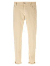 Jeans droits en coton beige Brunello Cucinelli
