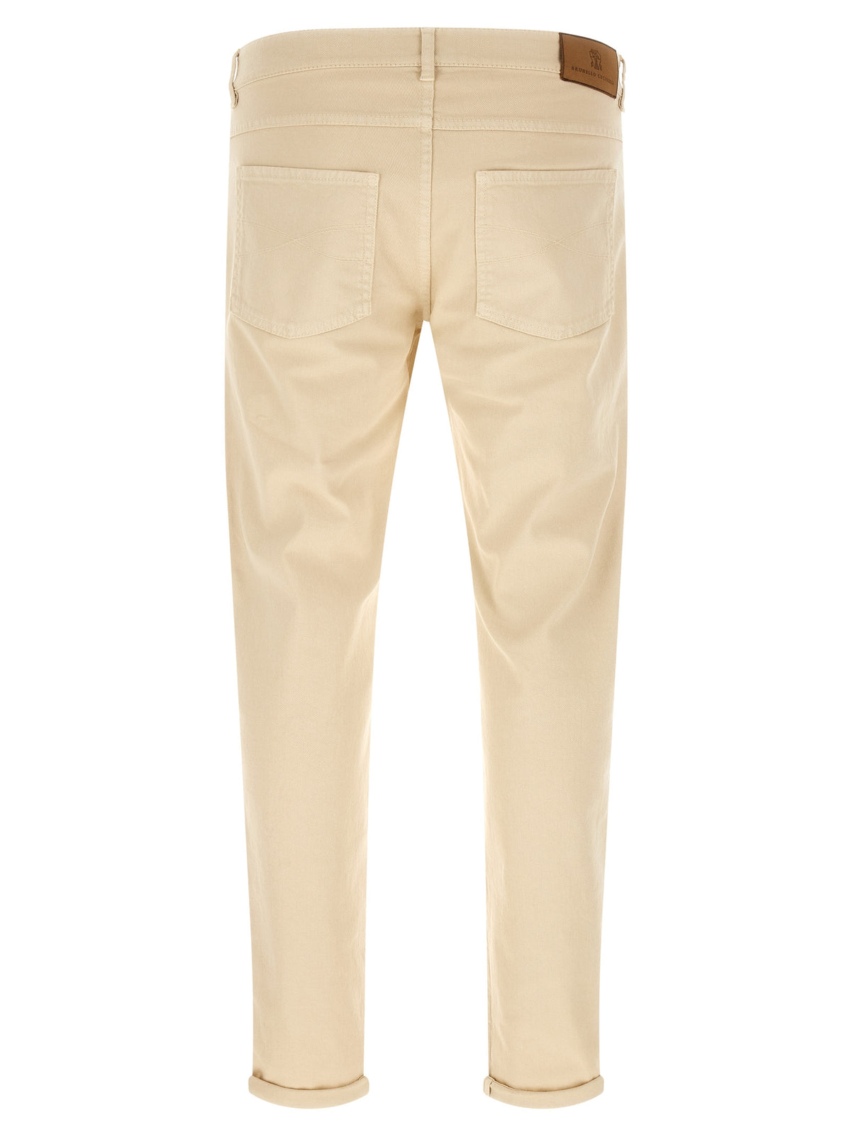 Jeans droits en coton beige Brunello Cucinelli