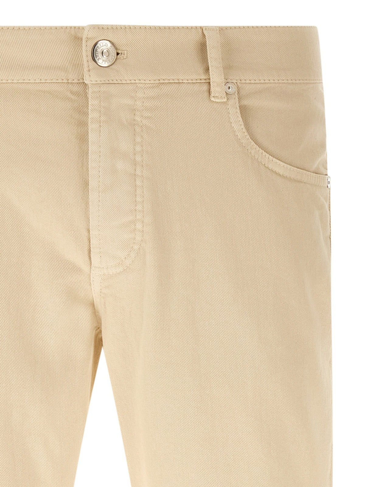 Jeans droits en coton beige Brunello Cucinelli