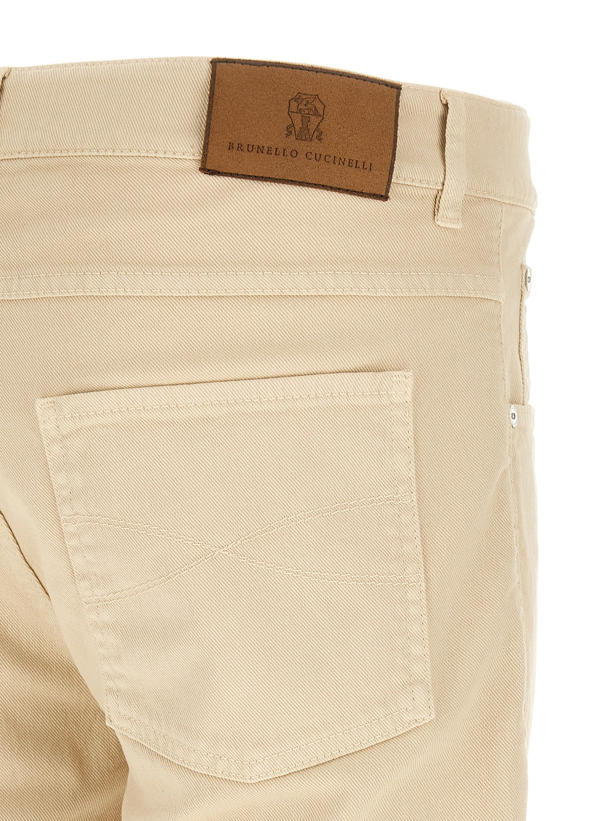 Jeans droits en coton beige Brunello Cucinelli