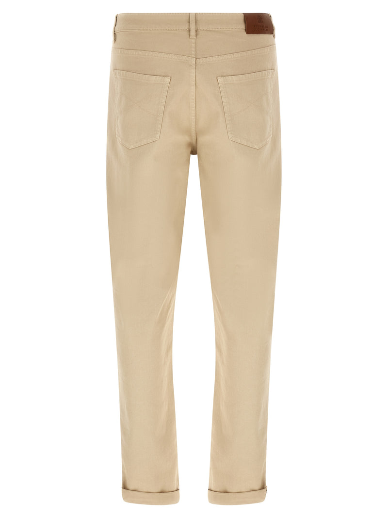 Brunello Cucinelli Beige Cotton Tapered Jeans for Men