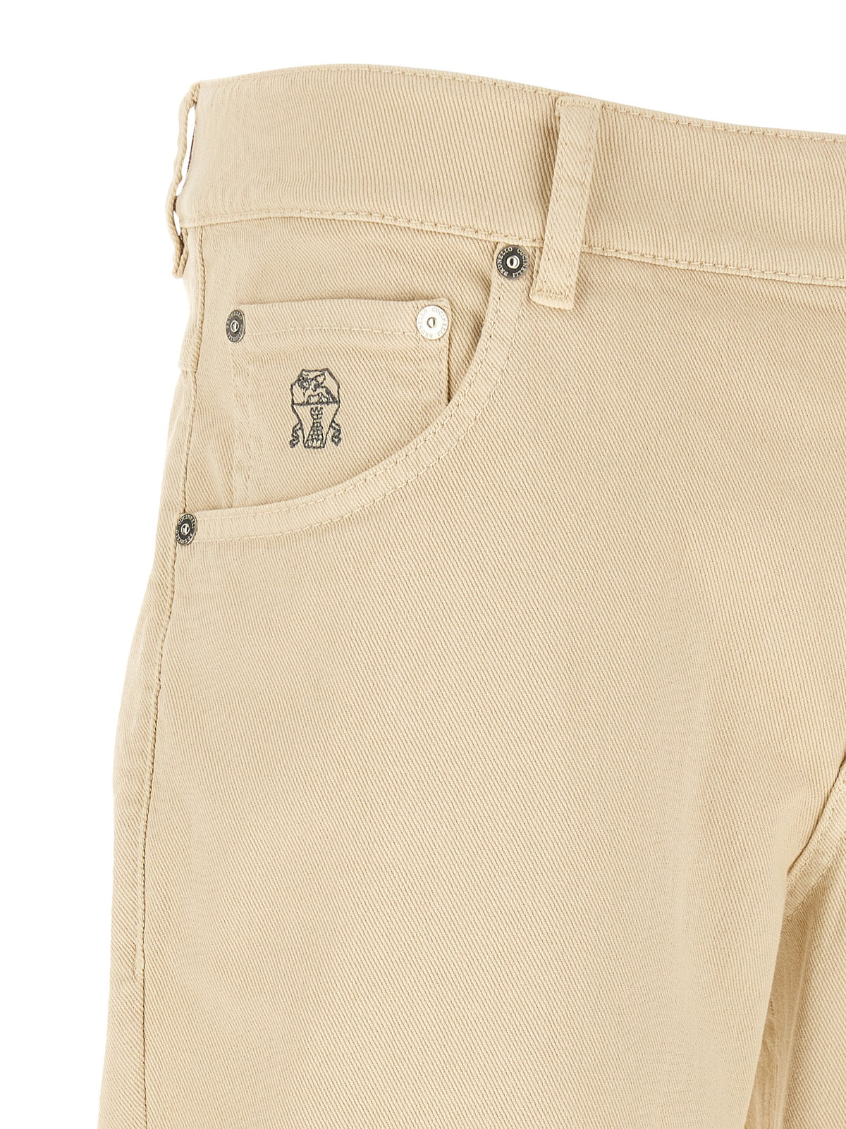 Jeans droits en coton beige Brunello Cucinelli