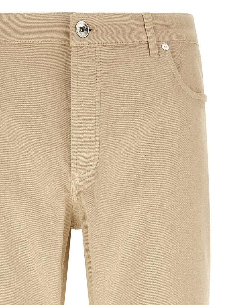 Brunello Cucinelli Beige Cotton Tapered Jeans for Men