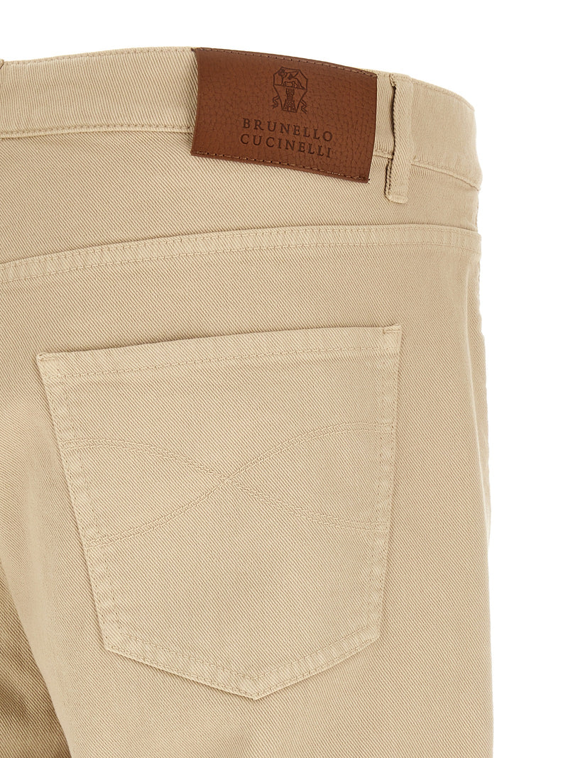 Brunello Cucinelli Beige Cotton Tapered Jeans for Men
