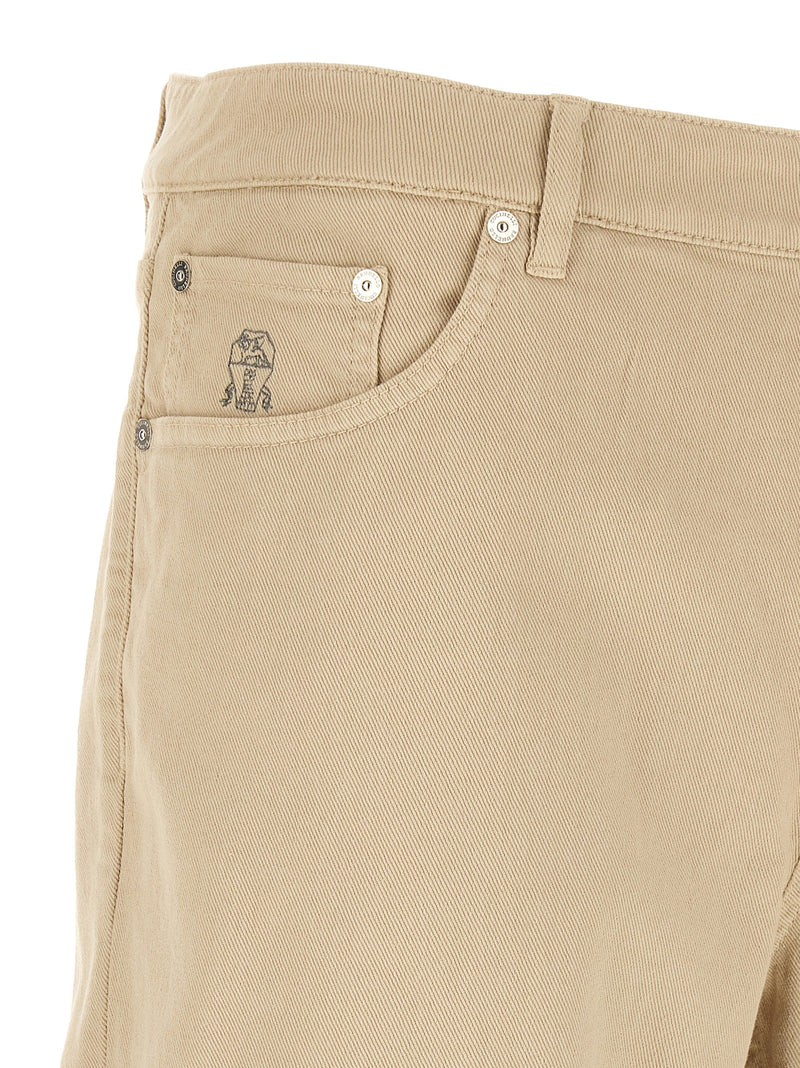 Brunello Cucinelli Beige Cotton Tapered Jeans for Men
