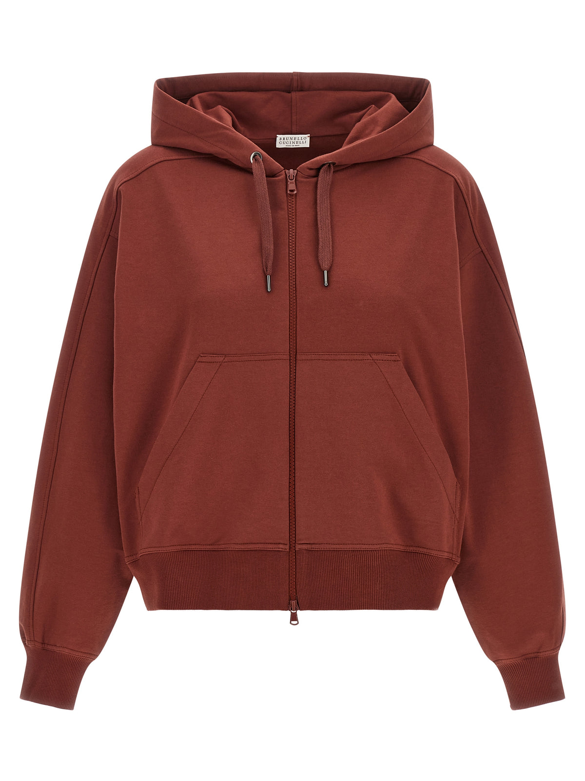 Sweat-shirt en coton bordeaux Brunello Cucinelli