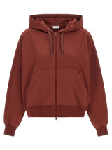 Sweat-shirt en coton bordeaux Brunello Cucinelli
